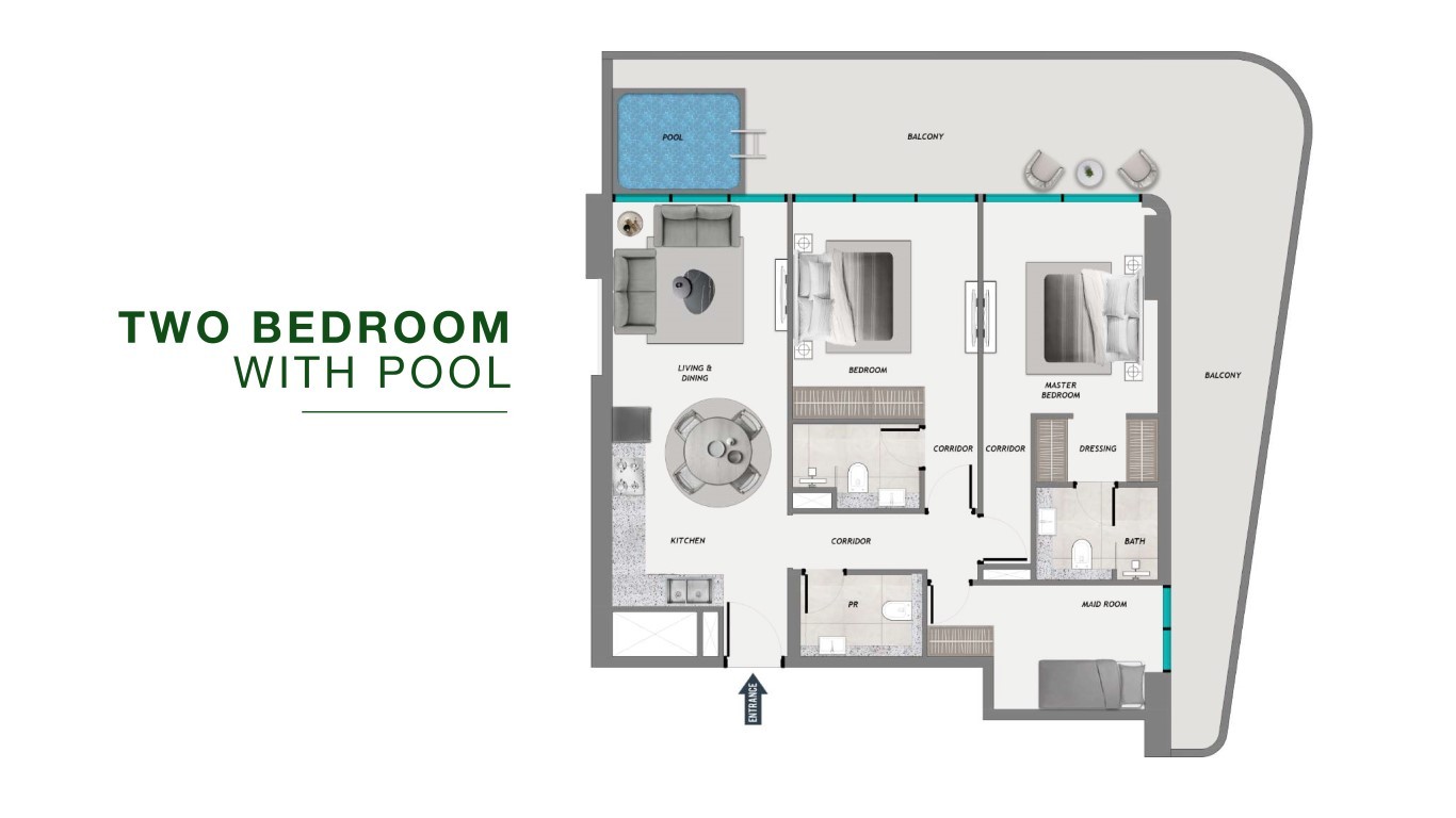 Luxury 23-storey complex Samana Resorts, with individual pools in each apartment, Dubai - Фото 28